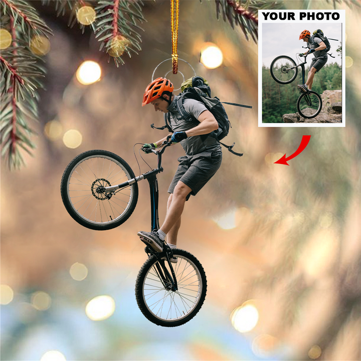 Cycle With Your Heart - Personalized Custom Photo Mica Ornament - Christmas Gift For Cyclist, Bicycle Rider