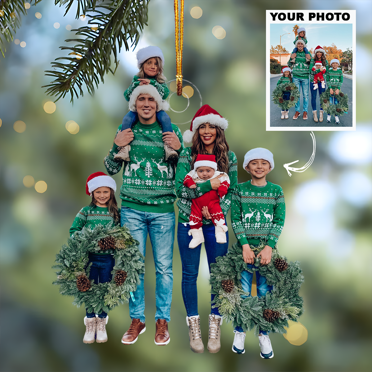 Customized Photo Ornament Family Family Special Moments V6 - Personalized Photo Mica Ornament - Christmas Gift For Family Members
