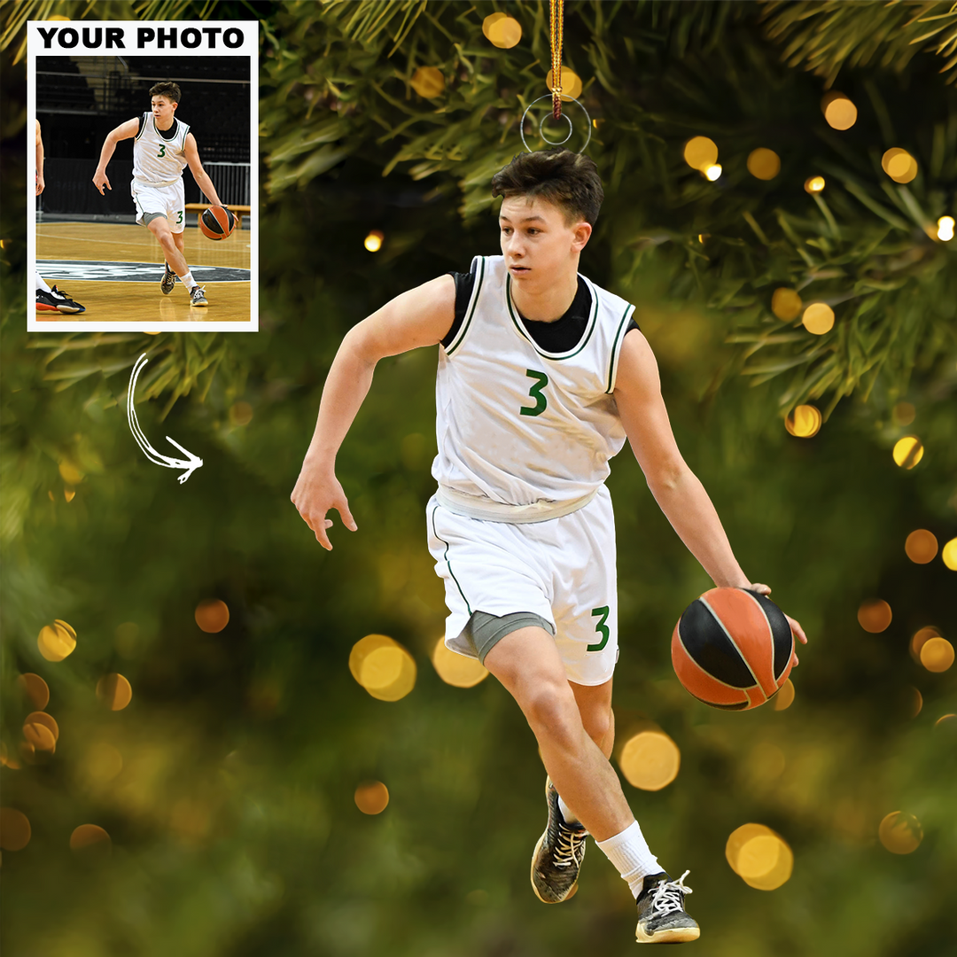 Basketball Ornament - Personalized Custom Photo Mica Ornament - Christmas Gift For Sports Lovers