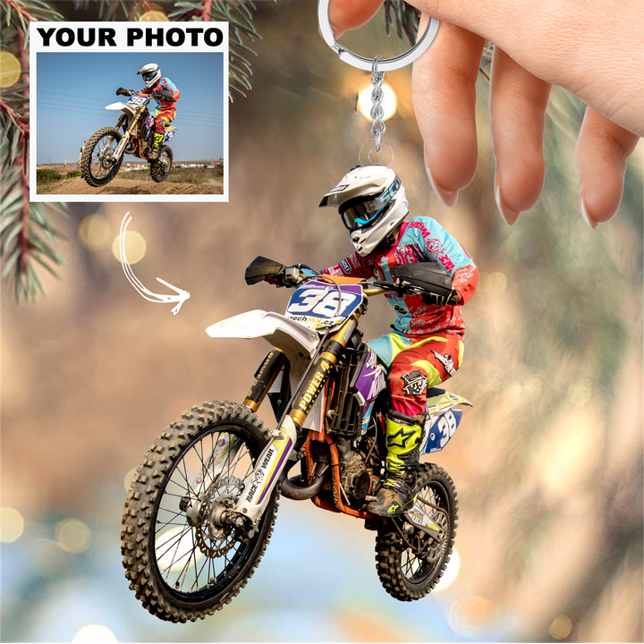 Motocross Keychain - Personalized Custom Keychain - Birthday, Christmas Gift For Motocross Lovers