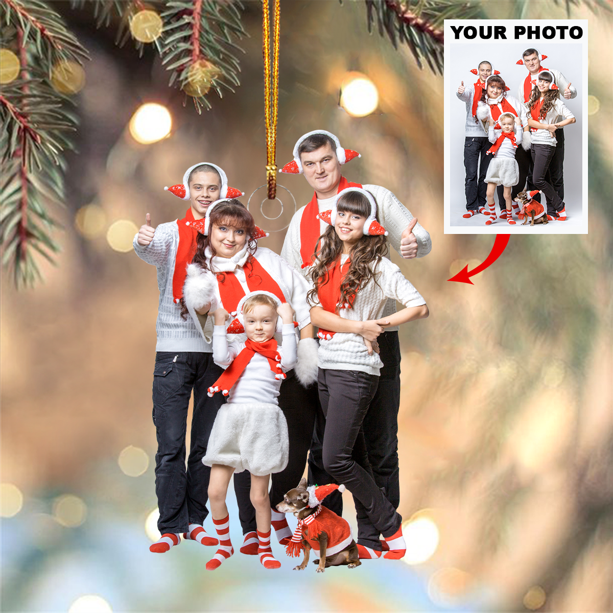 Customized Your Photo Ornament - Personalized Photo Mica Ornament - Christmas Gift For Family Members