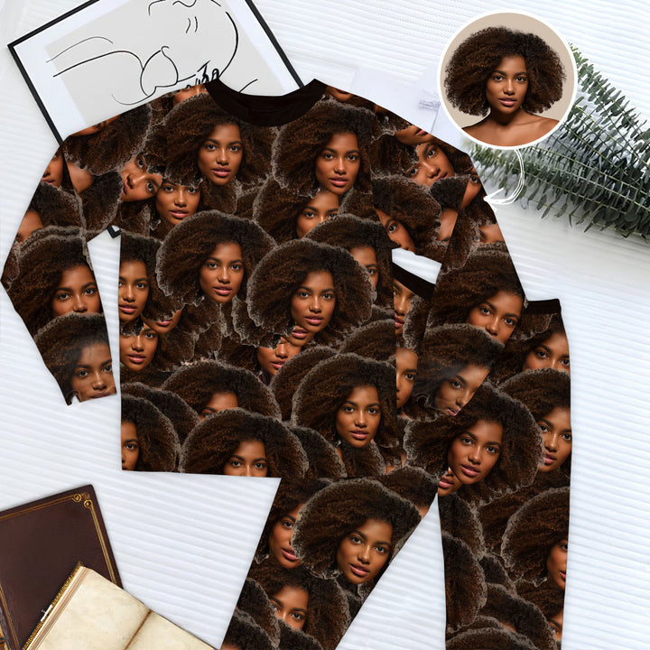 Face Cutout - Personalized Custom Raglan Pajama Set - Gift For Couple, Wife, Husband, Boyfriends, Girlfriends, Family Members