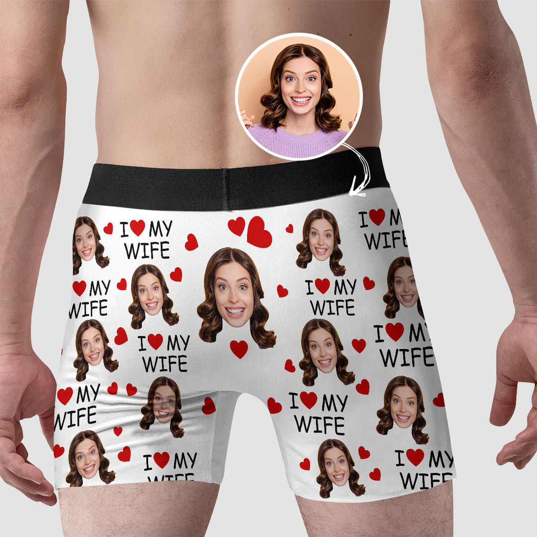 I Love My Wife - Personalized Custom Men's Boxer Briefs - Gift For Couple, Boyfriend, Husband
