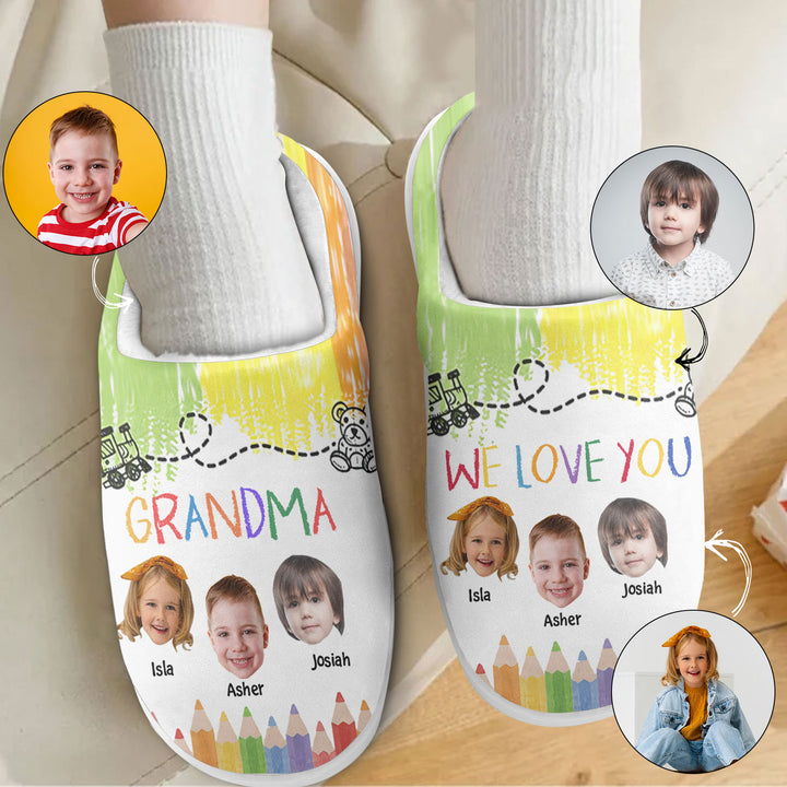 Grandma We Love You - Personalized Custom Slippers - Gift For Grandma, Mom Family Members