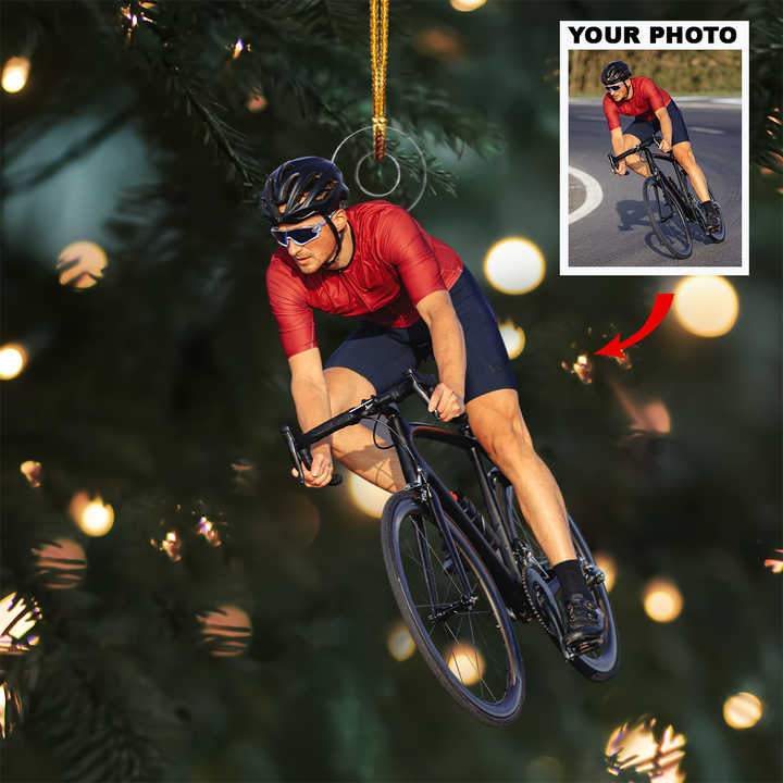 Cycle With Your Heart - Personalized Custom Photo Mica Ornament - Christmas Gift For Cyclist, Bicycle Rider