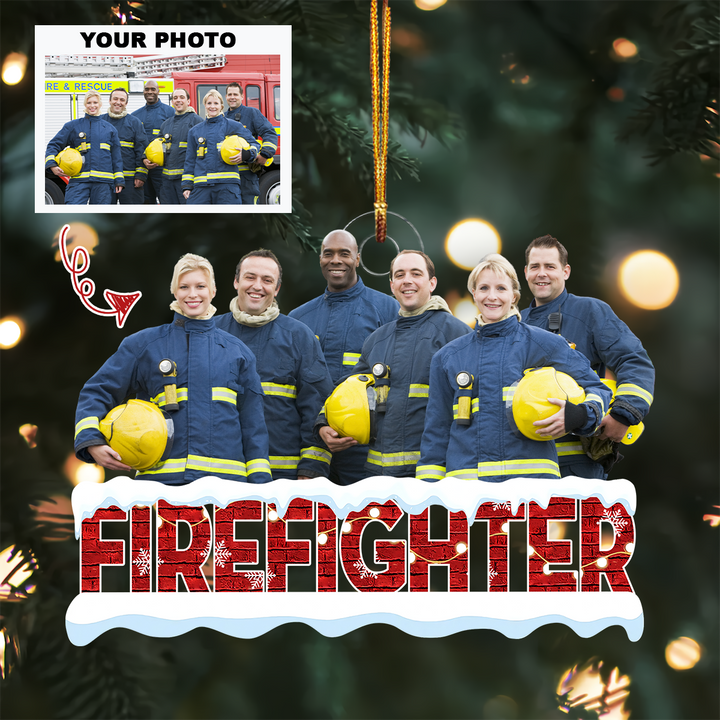 Firefighter Christmas Ornaments - Personalized Custom Photo Mica Ornament - Christmas Gift For Firefighter UPL0HT003