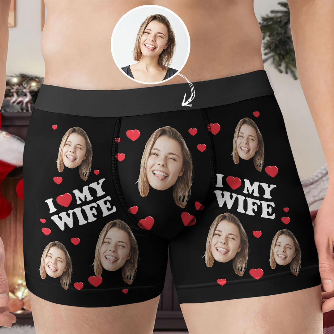 I Love My Wife V2 - Personalized Custom Men's Boxer Briefs - Gift For Couple, Boyfriend, Husband