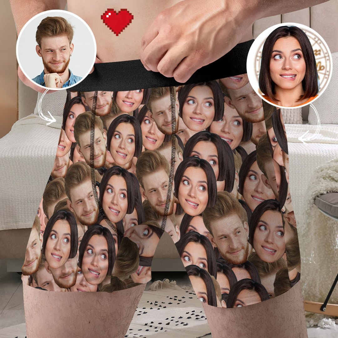 Multi Face You And Me - Personalized Custom Men's Boxer Briefs - Gift For Couple, Boyfriend, Husband