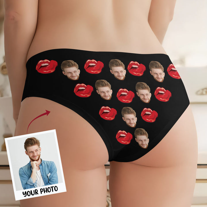 Lick Here - Personalized Custom Women's Briefs - Gift For Couple, Girlfriend, Wife
