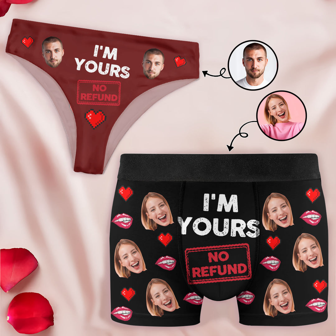 I'm Yours - Personalized Custom Couple Matching Briefs - Gift For Couple, Boyfriend, Girlfriend, Wife, Husband