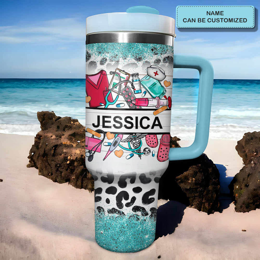 Healthcare Hero - Personalized Tumbler With Handle - Gift for Nurse NCU0PT37