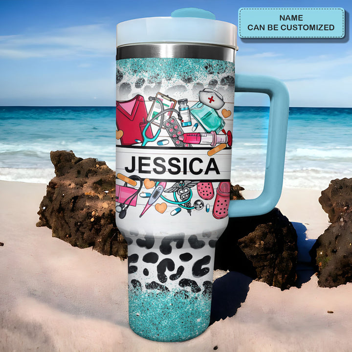 Healthcare Hero - Personalized Tumbler With Handle - Gift for Nurse NCU0PT37