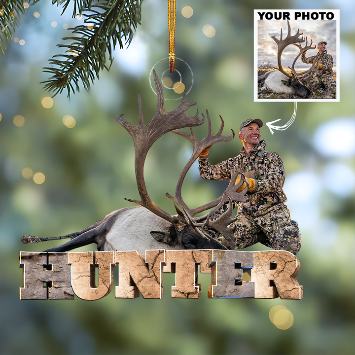 Customized Photo Ornament - Personalized Photo Mica Ornament - Christmas Gift For Hunting Lovers, Family Members UPL0HD052