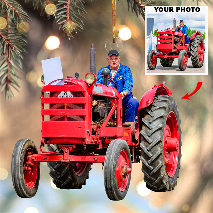 Tractor Ornament - Personalized Custom Photo Mica Ornament - Christmas Gift For Family Members