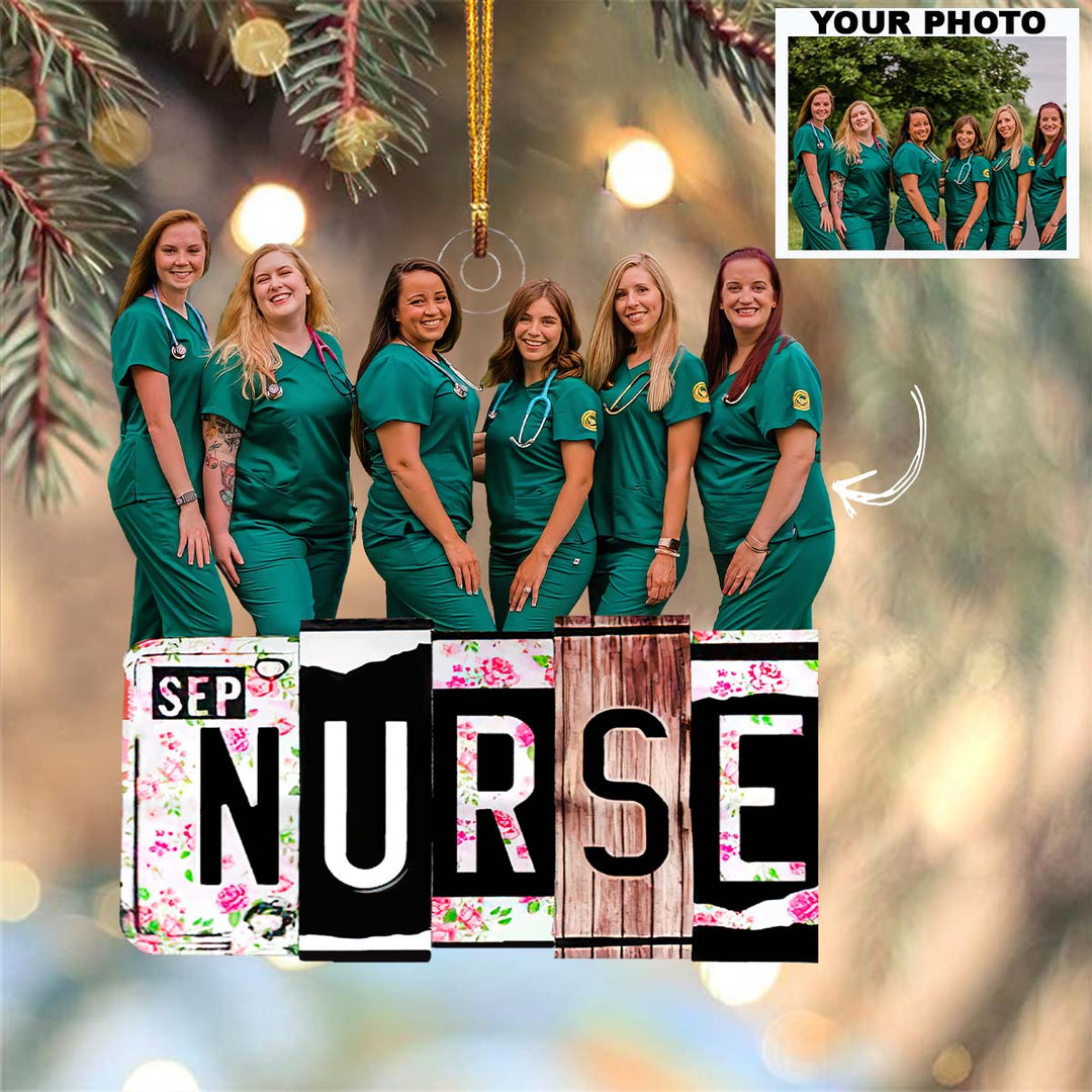 Love Nurse Life Customized Your Photo Ornament - Personalized Custom Photo Mica Ornament - Nurse's Day, Appreciation, Christmas Gift For Nurse UPL0DM005