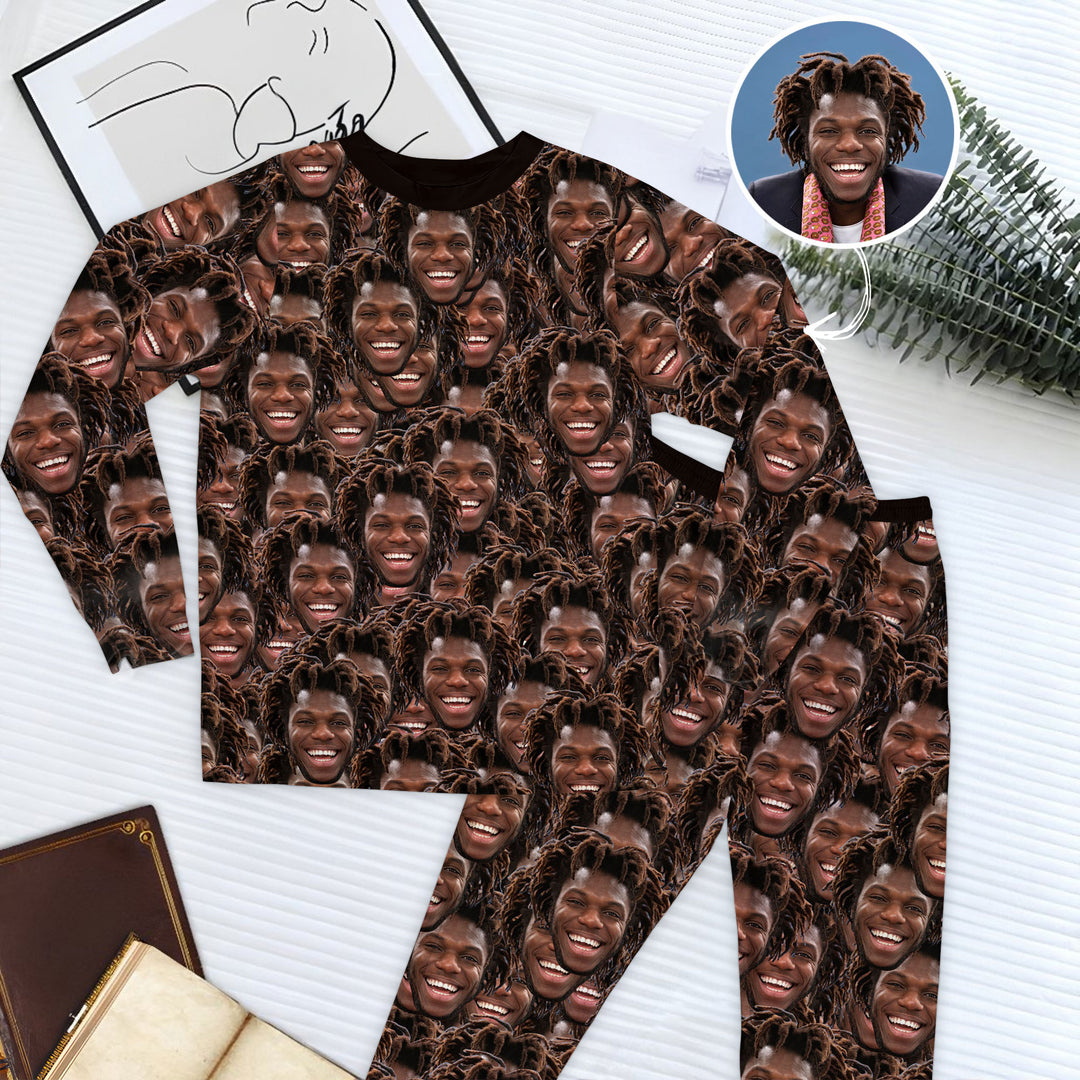 Face Cutout - Personalized Custom Raglan Pajama Set - Gift For Couple, Wife, Husband, Boyfriends, Girlfriends, Family Members