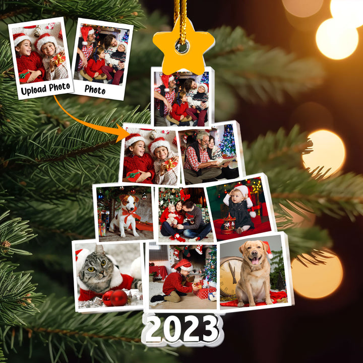 Family 2023 Photo Christmas Tree - Personalized Custom Mica Ornament