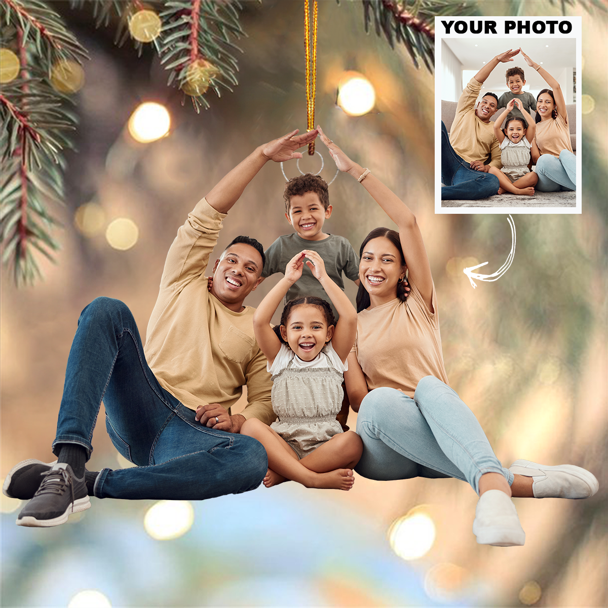 Merry Christmas Capture Your Moments - Personalized Custom Photo Mica Ornament - Christmas Gift For Dad, Mom, Grandma, Grandpa, Family Members