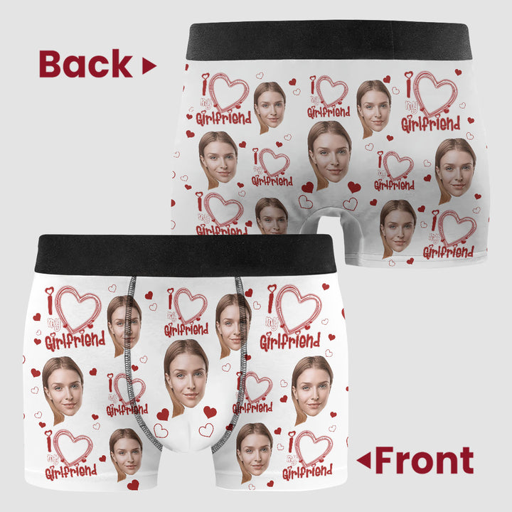 I Love My Girlfriend - Personalized Custom Men's Boxer Briefs - Gift For Couple, Boyfriend, Husband