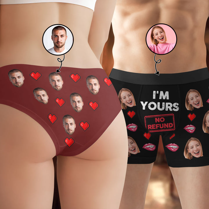 I'm Yours - Personalized Custom Couple Matching Briefs - Gift For Couple, Boyfriend, Girlfriend, Wife, Husband