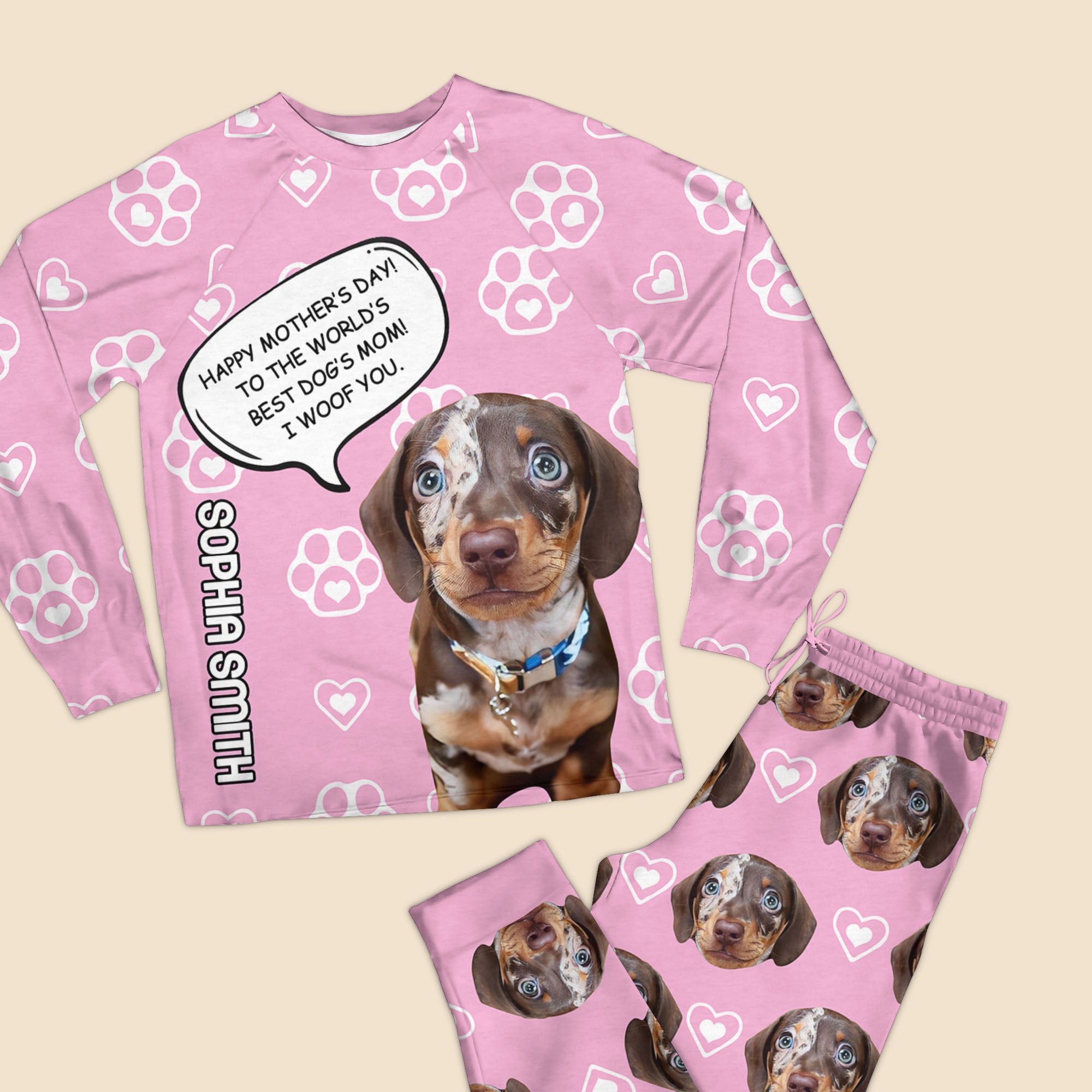 Best Dog Mom - Personalized Custom Raglan Pajama Set - Gift For Dog Lover, Dog Mom, Dog Dad, Dog Owner
