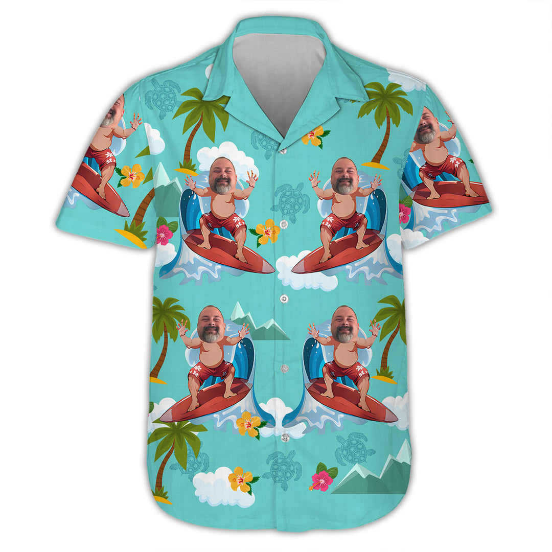 Aloha Summer Happy Surfing - Personalized Custom Unisex Hawaiian Shirt