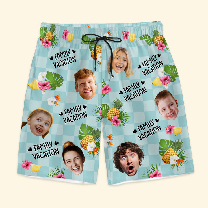Family Vacation - Personalized Unisex Man Beach Shorts - Gift For Family Members