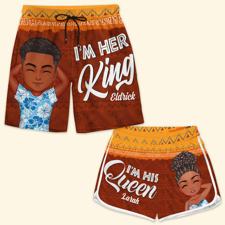 I'm Her King - Personalized Custom Couple Beach Shorts - Gift For Couple