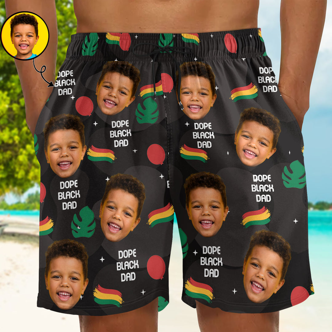 Dope Black Dad - Personalized Unisex Man Beach Shorts - Gift For Dad