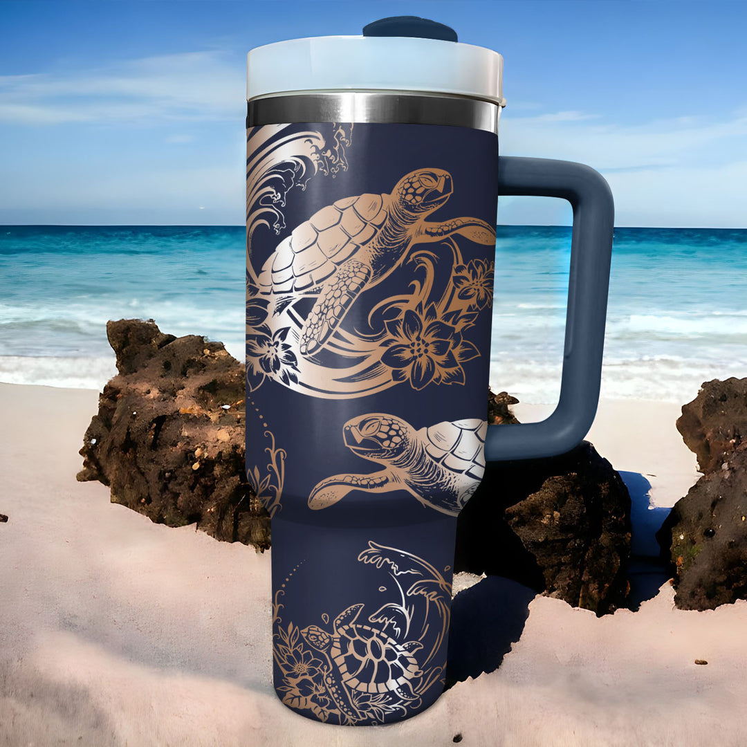 Hawaiian Turtles - Tumbler with Handle - Gift For Turtles Lovers - NCU0DV063