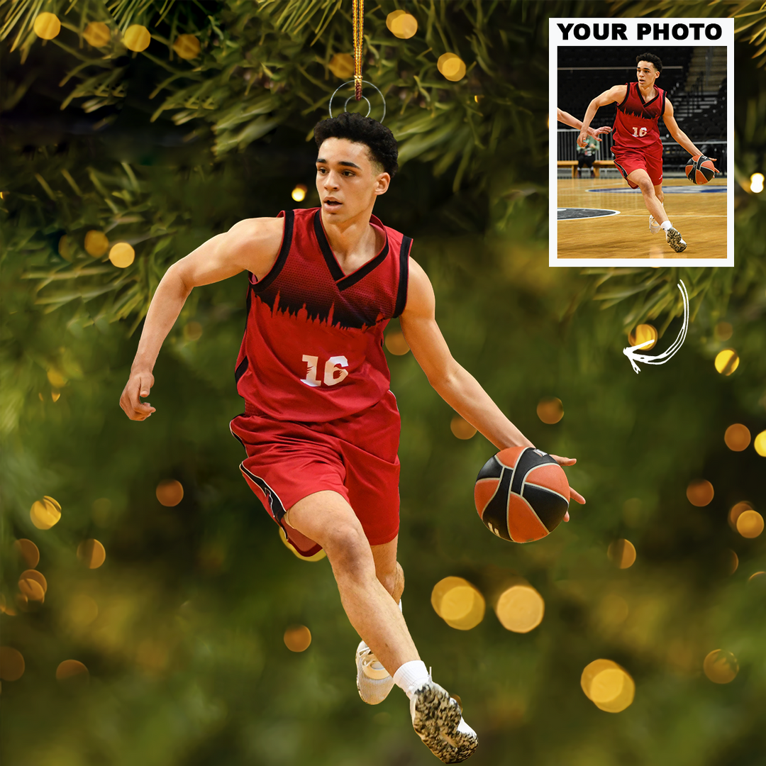 Basketball Ornament - Personalized Custom Photo Mica Ornament - Christmas Gift For Sports Lovers