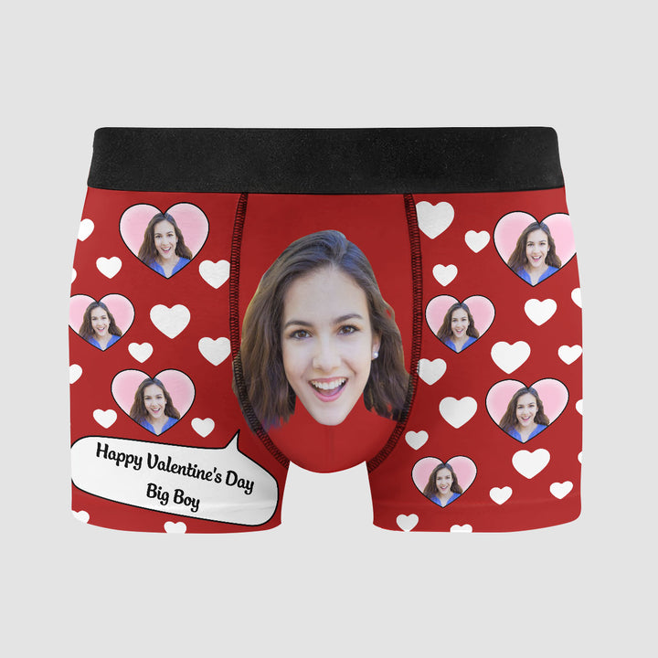 Happy Valentine's Day Big Boy - Personalized Custom Men's Boxer Briefs - Gift For Couple, Boyfriend, Husband