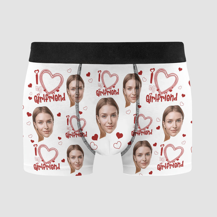 I Love My Girlfriend - Personalized Custom Men's Boxer Briefs - Gift For Couple, Boyfriend, Husband