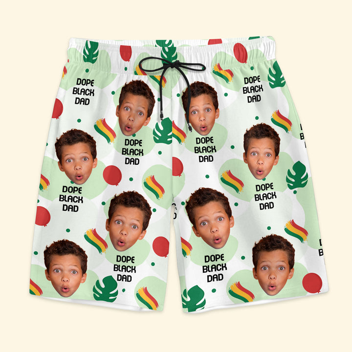 Dope Black Dad - Personalized Unisex Man Beach Shorts - Gift For Dad