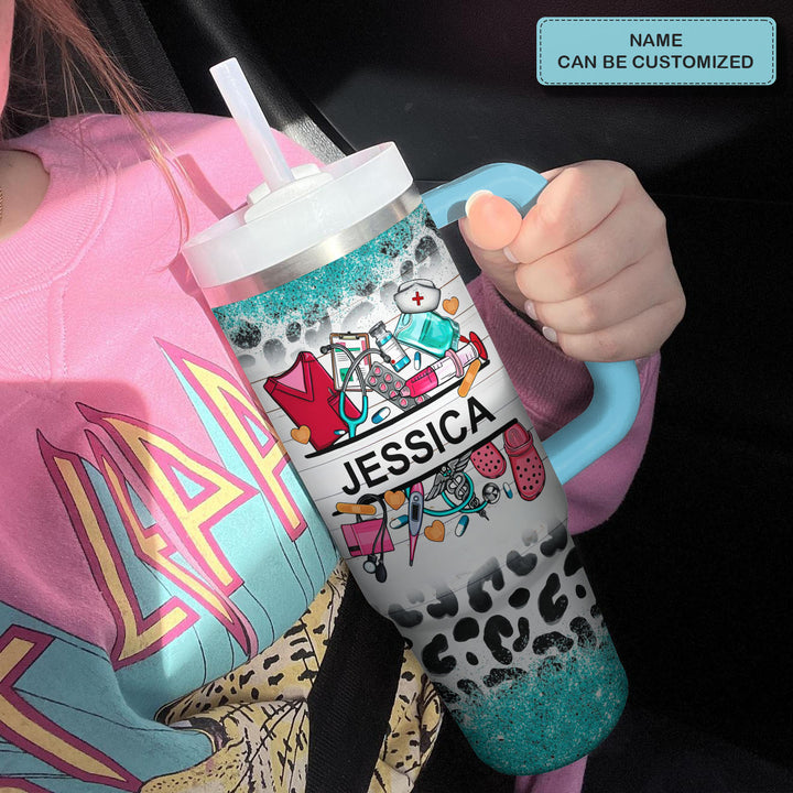 Healthcare Hero - Personalized Tumbler With Handle - Gift for Nurse NCU0PT37