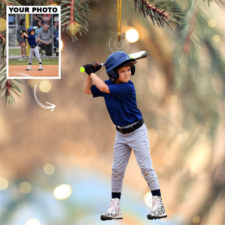 I Love Baseball - Customized Your Photo Ornament - Personalized Custom Photo Mica Ornament - Christmas Gift For Baseball Lovers, Family Members, Sports Lovers