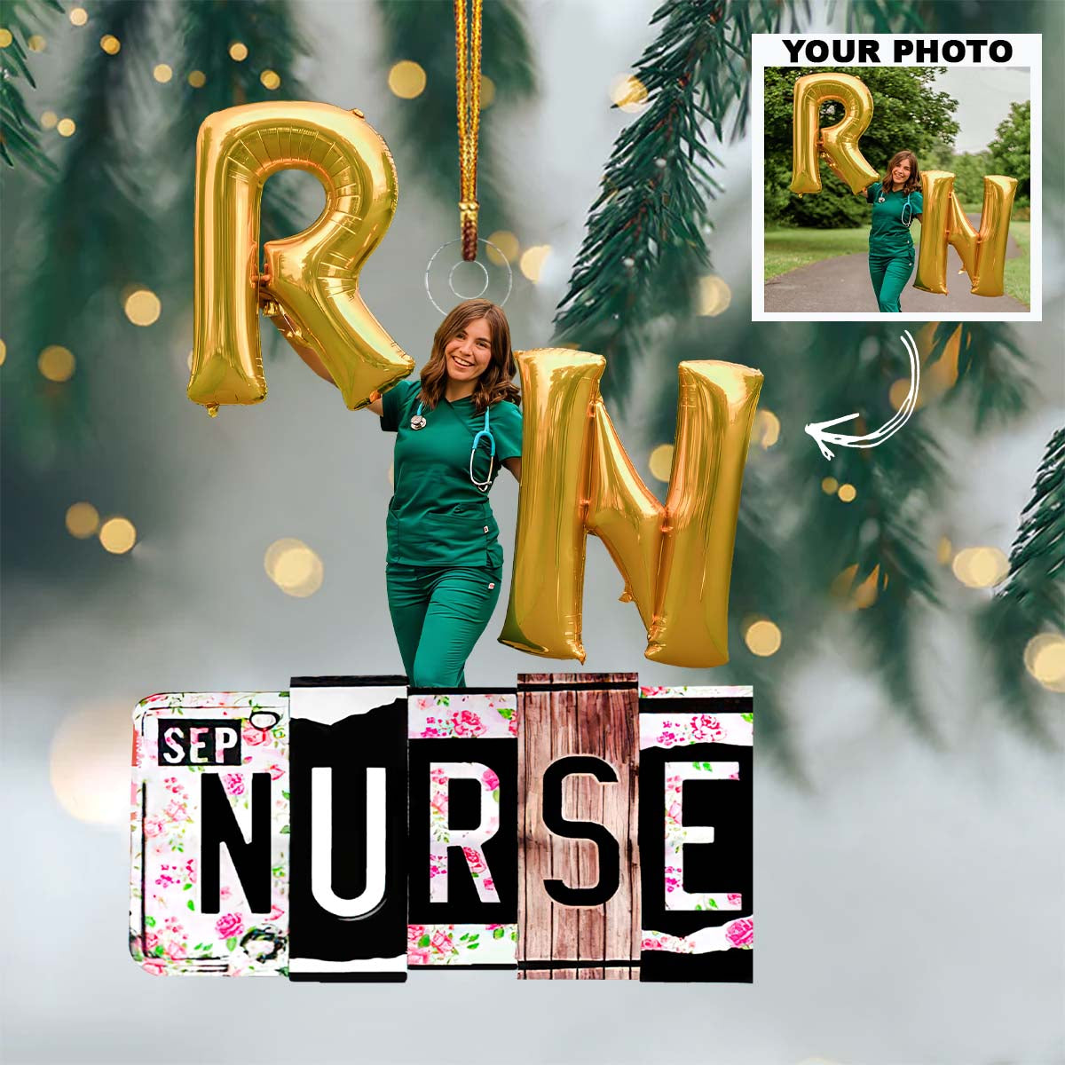 Love Nurse Life Customized Your Photo Ornament - Personalized Custom Photo Mica Ornament - Nurse's Day, Appreciation, Christmas Gift For Nurse UPL0DM005