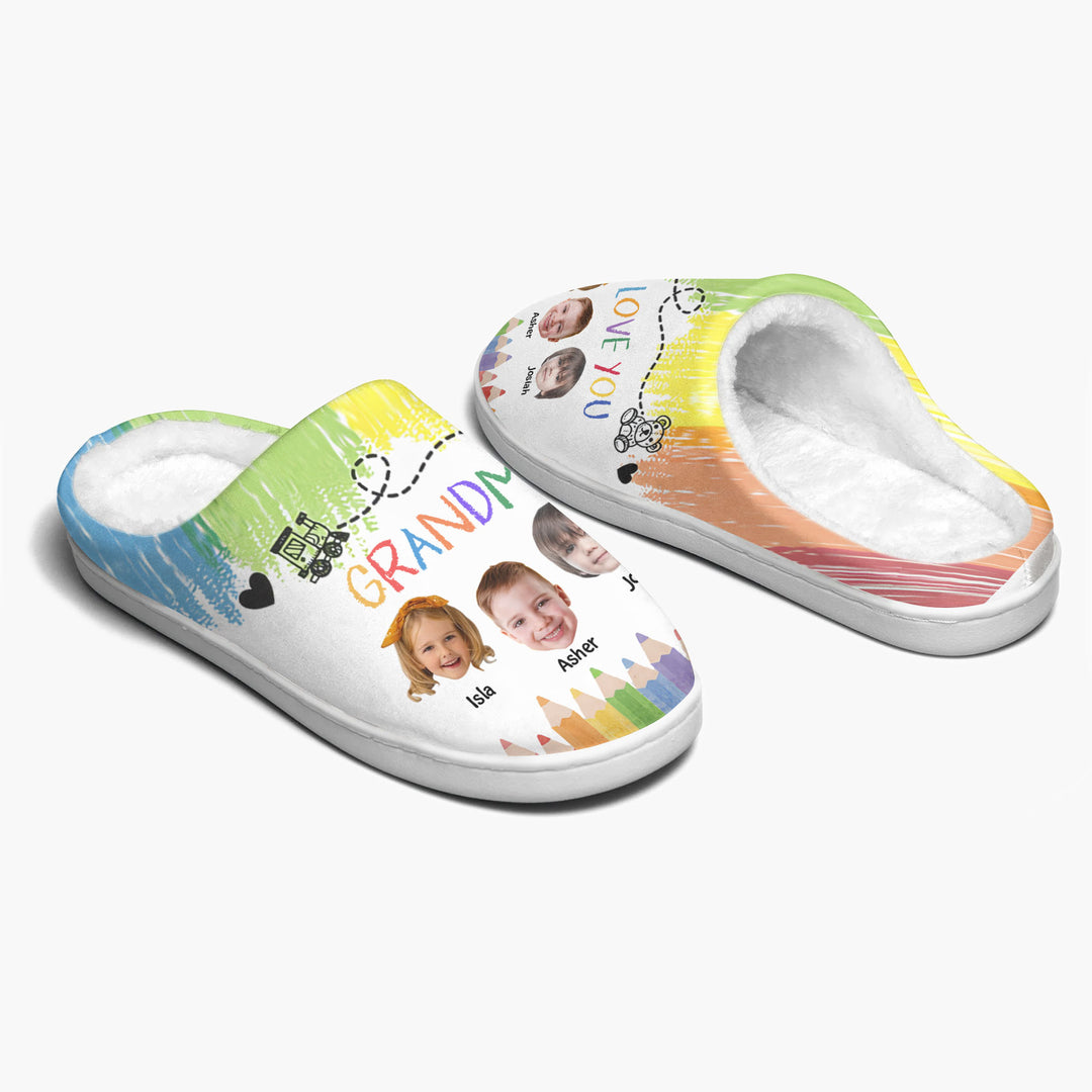 Grandma We Love You - Personalized Custom Slippers - Gift For Grandma, Mom Family Members