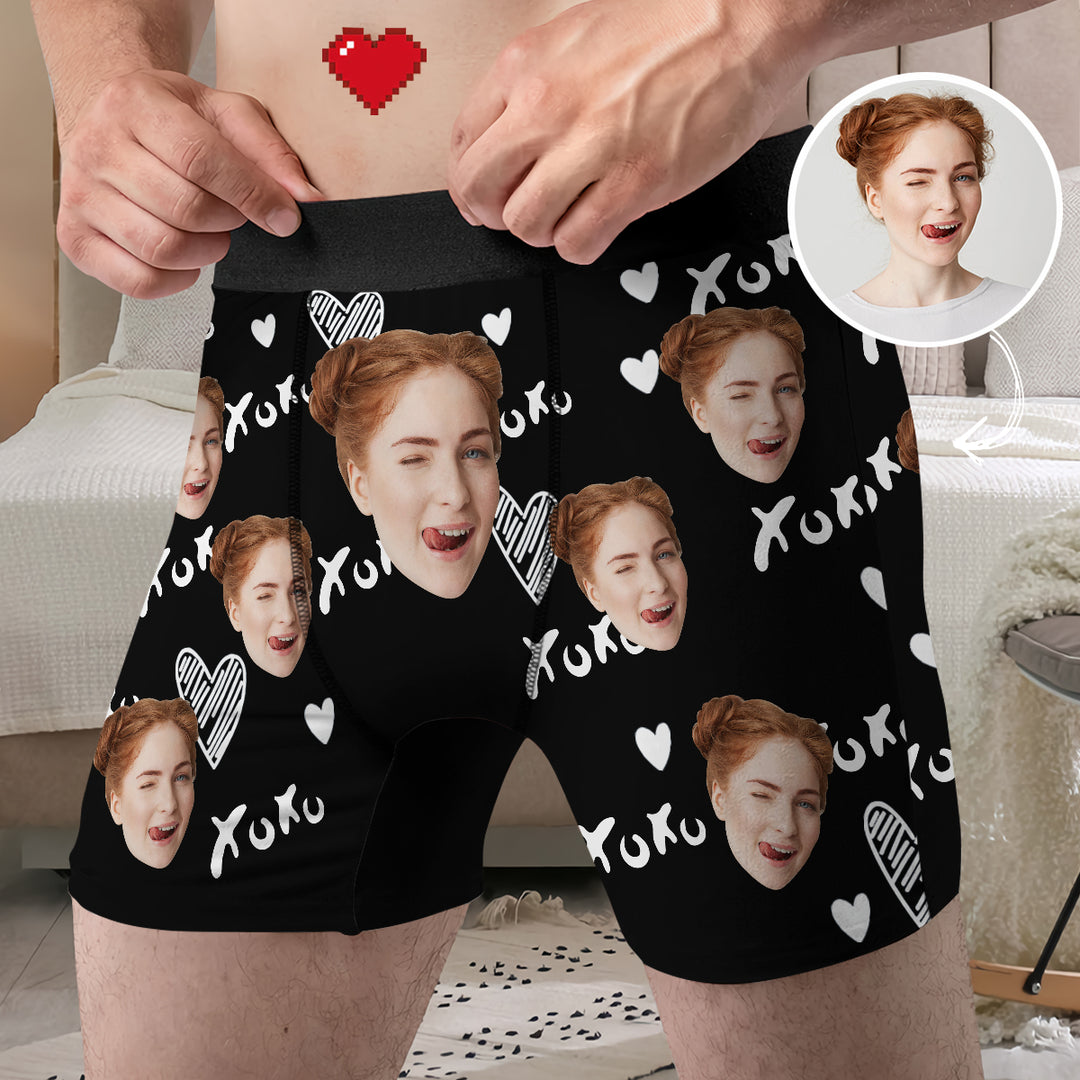 XOXO Gift - Personalized Custom Men's Boxer Briefs - Gift For Couple, Boyfriend, Husband