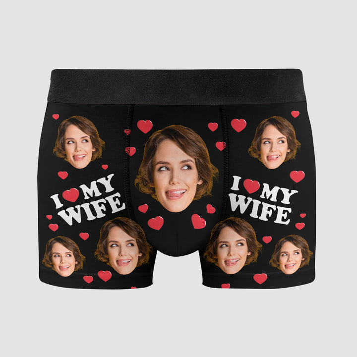 I Love My Wife V2 - Personalized Custom Men's Boxer Briefs - Gift For Couple, Boyfriend, Husband