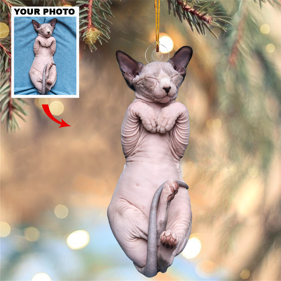 I Love Cats - Personalized Custom Photo Mica Ornament - Christmas Gift For Cat Mom, Cat Dad, Sphynx Cat Lovers