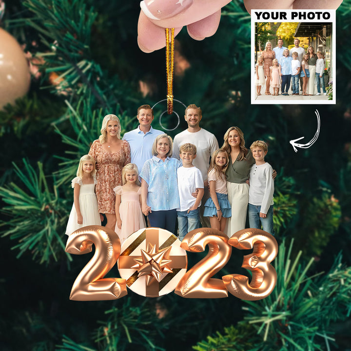 2023 Christmas Balloon V2 - Personalized Photo Mica Ornament - Christmas Gift For Family Members UPL0HD050