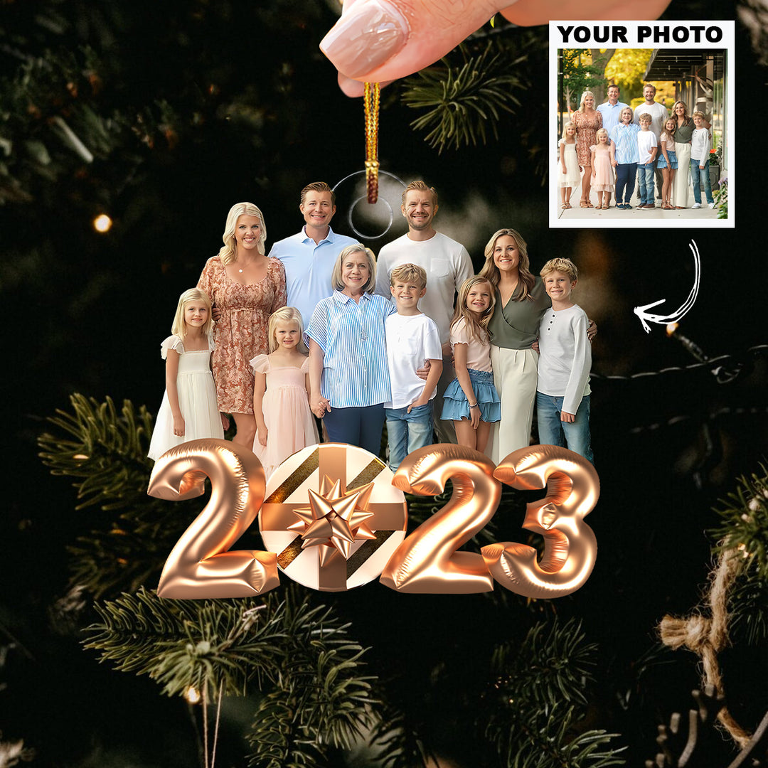 2023 Christmas Balloon V2 - Personalized Photo Mica Ornament - Christmas Gift For Family Members UPL0HD050
