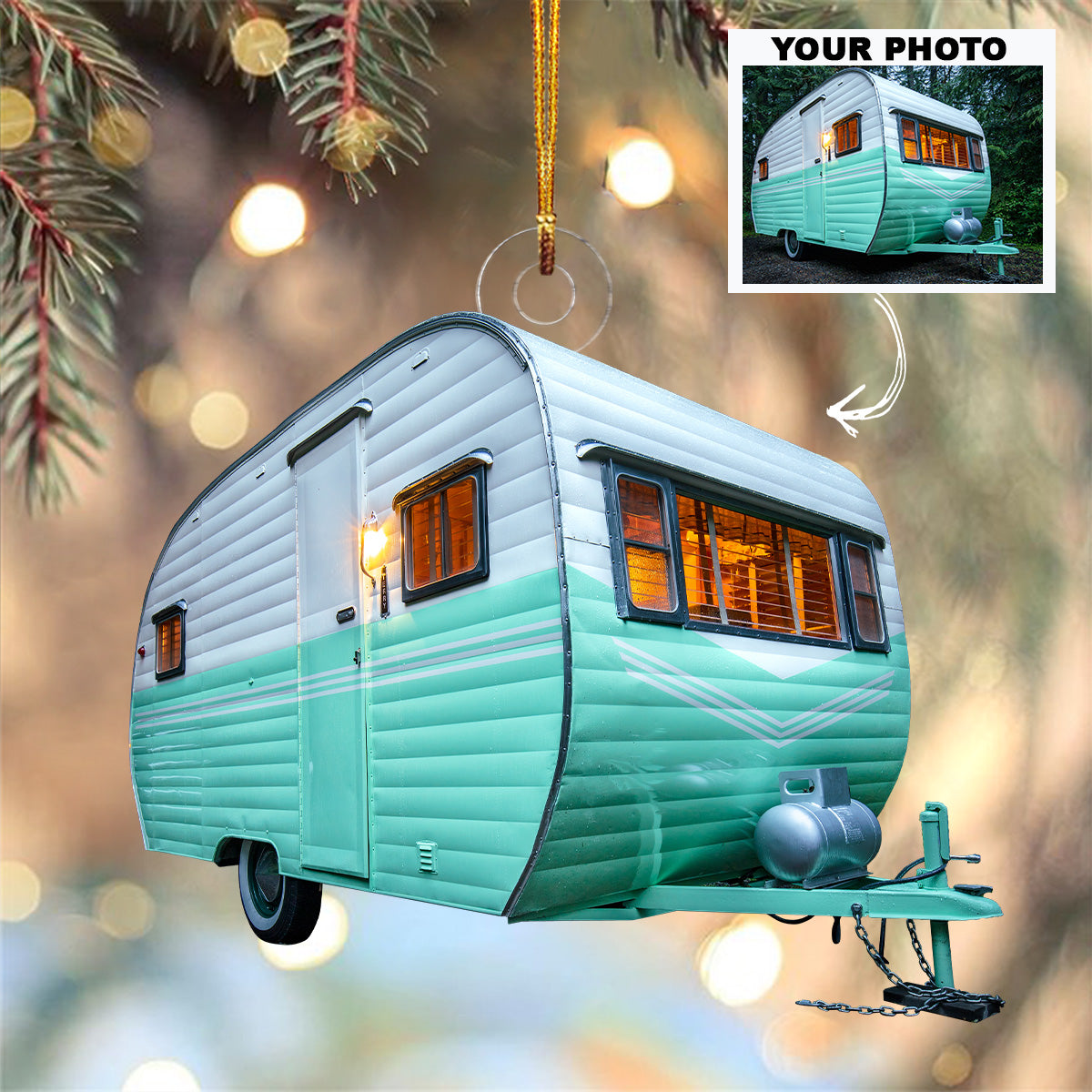 I Love Camping - Personalized Custom Photo Mica Ornament - Christmas Gift For Camping Lovers, Family Members