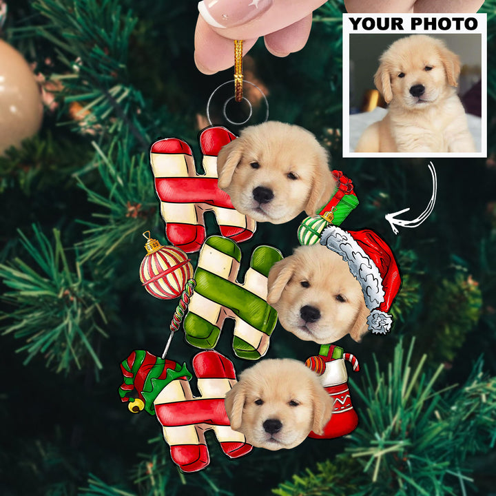 Ho Ho Ho Christmas - Custom Photo Mica Ornament - Christmas, Birthday Gift For Family Members, Pet Lovers, Dog Mom, Cat Mom, Dog Dad, Cat Dad UPL0PD031