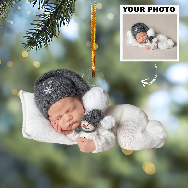 Baby First Christmas Newborn Ornament - Personalized Custom Photo Mica Ornament - Christmas Gift For Family Members
