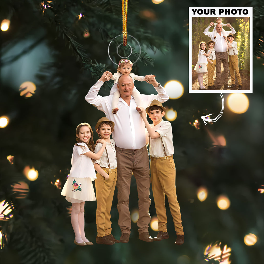 Customized Photo Ornament - Personalized Photo Mica Ornament - Christmas Gift For Family Members, Grandma, Grandpa