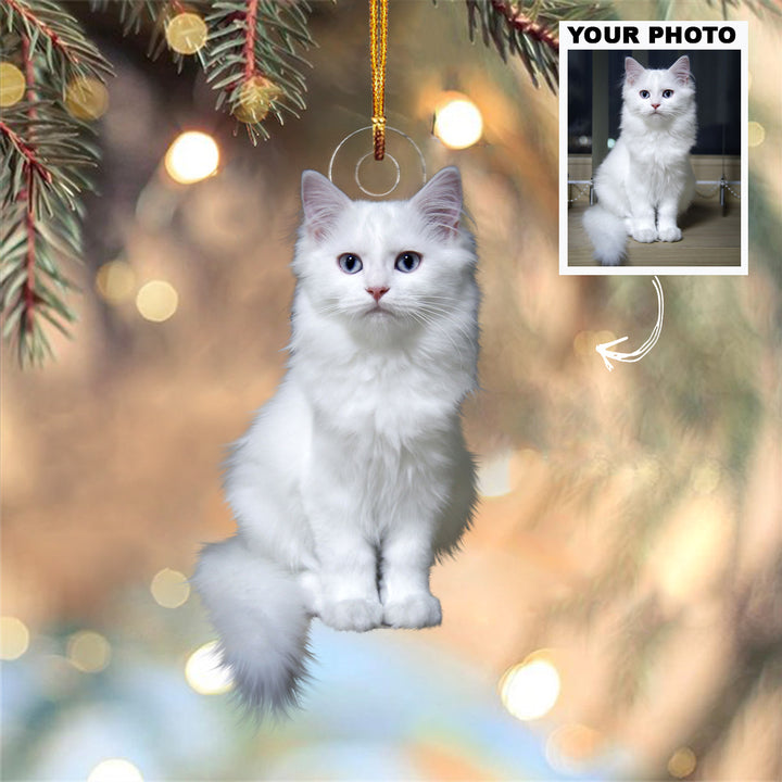 Cat Ornament - Personalized Custom Photo Mica Ornament - Christmas Gift For Cat Mom, Cat Dad, Cat Lovers, Family Members