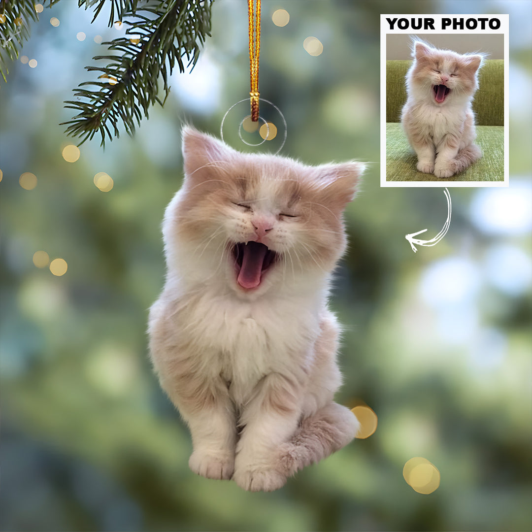 Cat Ornament - Personalized Custom Photo Mica Ornament - Christmas Gift For Cat Mom, Cat Dad, Cat Lovers, Family Members