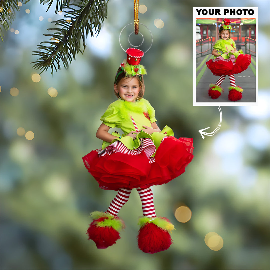 Customized Photo Ornament Christmas Funny Cosplay Costume - Personalized Photo Mica Ornament - Christmas Gift For Family Members